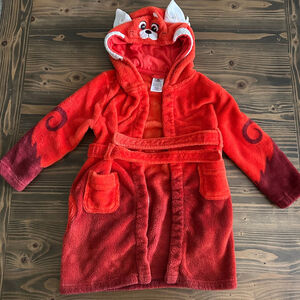 Disney Girls Turning Red Red Panda Hooded Robe Fleece Size 5/6 Plush